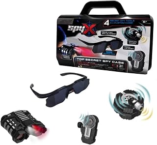 SpyX Top Secret Spy Case – Ultimate Kids Spy Kit with Night Vision, Motion Alarm, Rearview Spy Glasses & Micro Listener – Secret Agent Spy Gear Toy Set with Carry Case for Boys & Girls Ages 6-12