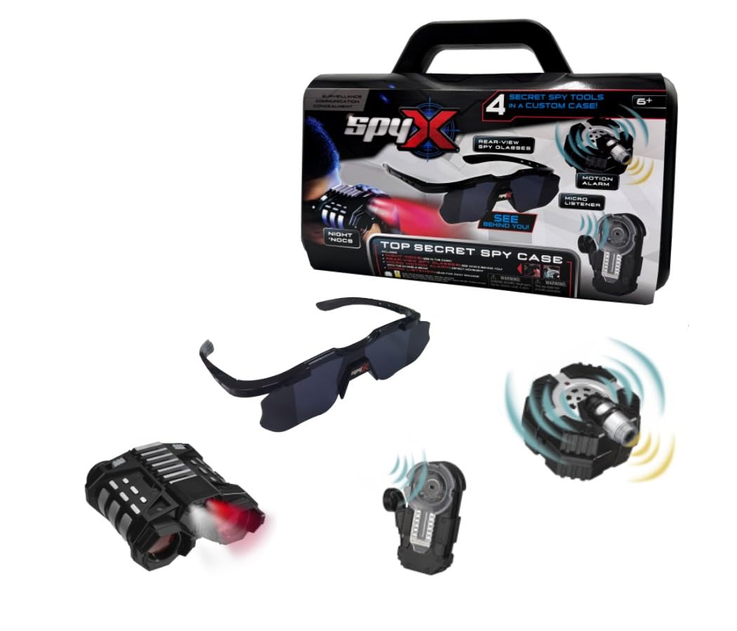 SpyX Top Secret Spy Case – Ultimate Kids Spy Kit with Night Vision, Motion Alarm