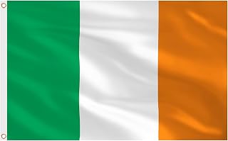 AhfuLife 4pcs Ireland Flag 150×90cm Ireland Flag Double Sided with Brass Eyelets for World Cup, European Championship, Football Events, Outdoor Gardens and Party