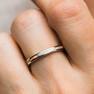 Fashion Colorful Pattern Ring, Dainty Birthstone Rainbow Simple Promise Ring, Simple Colorful Bands Stacking Ring, Wedding Cocktail Statement Ring for Couple Jewelry-Making-Patterns 7