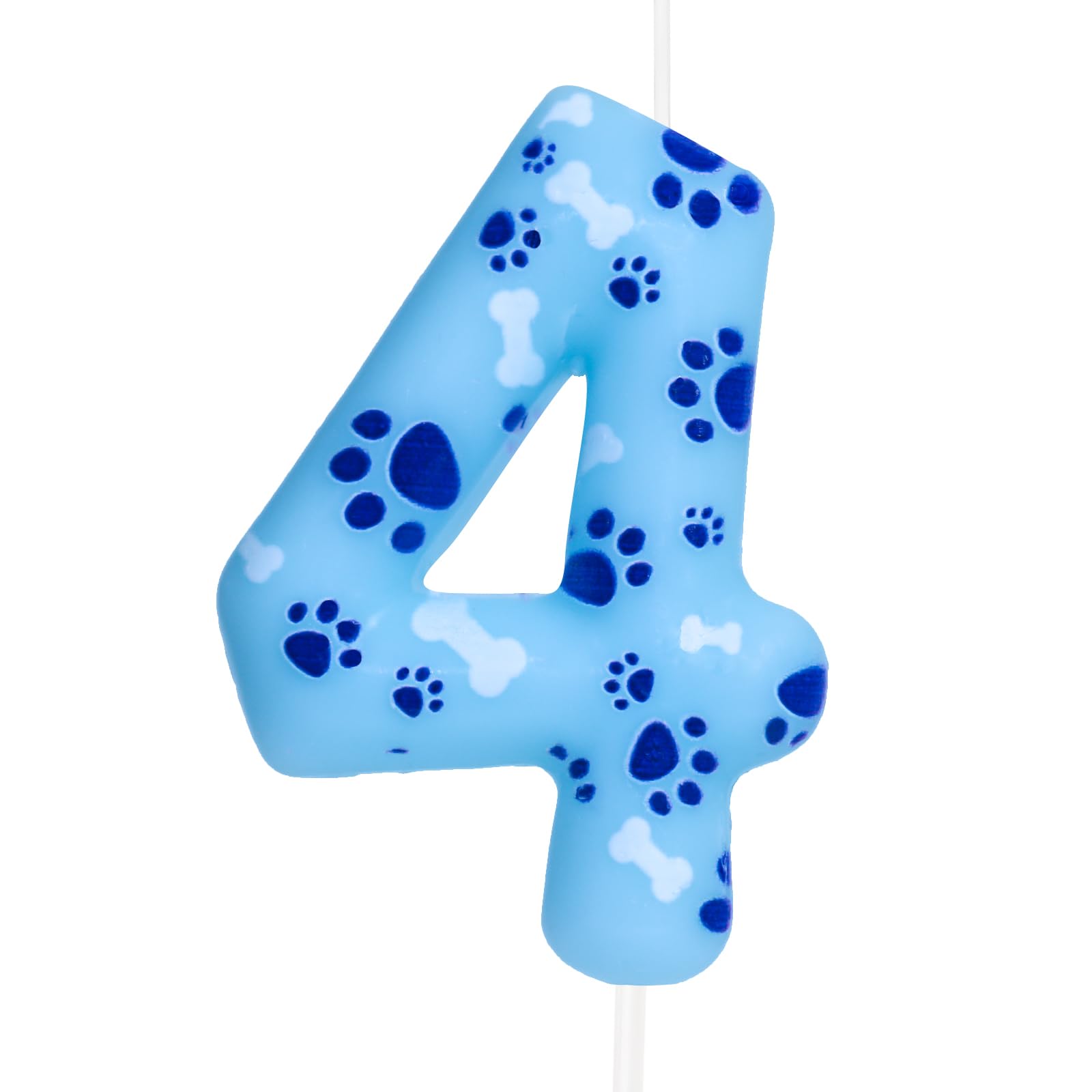 4th Birthday Candle Cake Topper Blue Dog Paw Print Cake Topper for Boys Girls Pa
