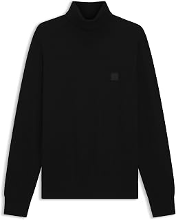 BOSS Men Akiro S Cotton and Cashmere Turtleneck Sweater with Logo Patch