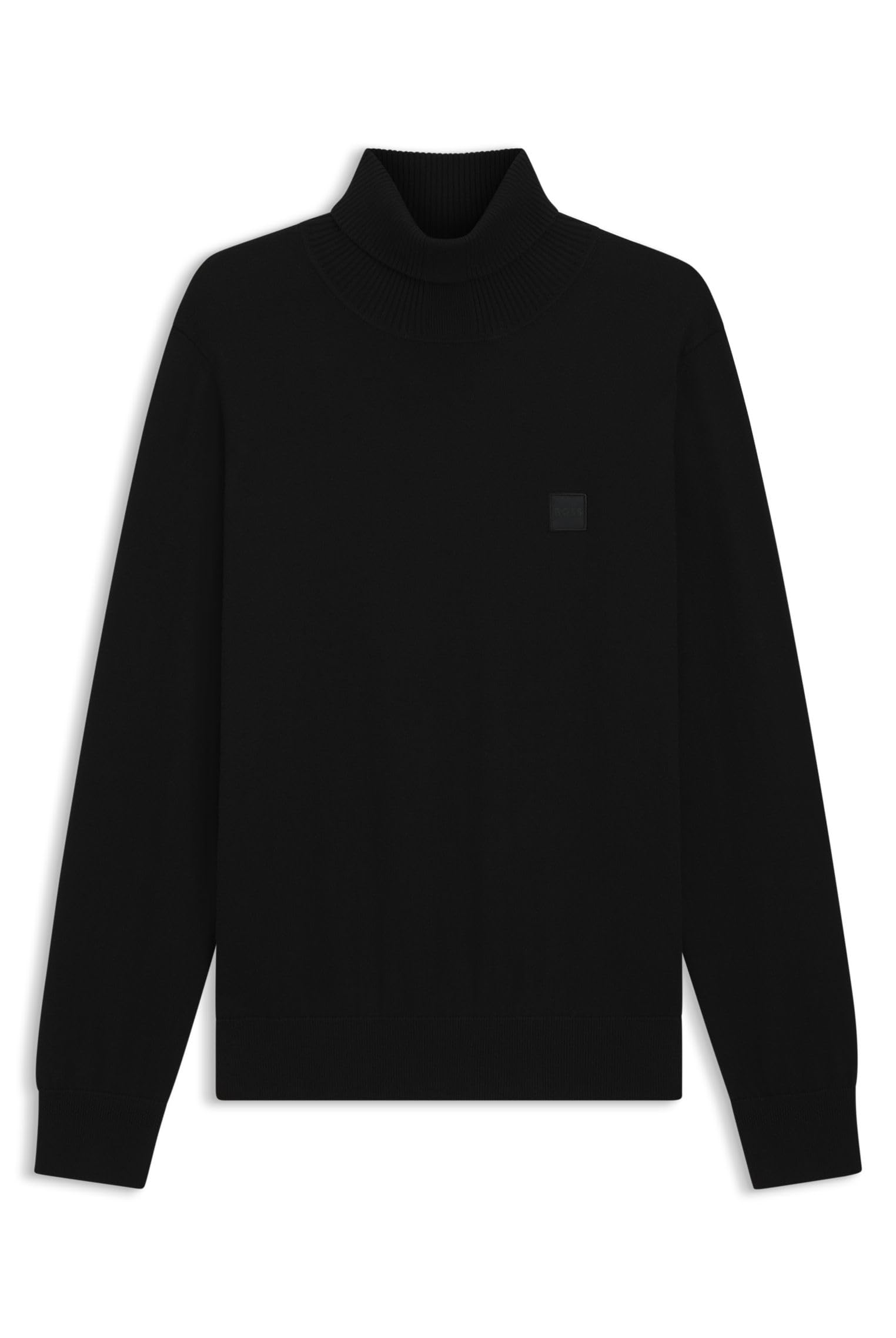 BOSS Men Akiro S Cotton and Cashmere Turtleneck Sweater with Logo Patch