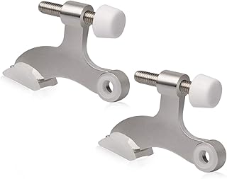 KOVOSCH 2 Pack Hinge Pin Door Stopper Brushed Satin Nickel - Adjustable Heavy Duty Hinge Pin Door Stop with White Rubber Bumper Tips