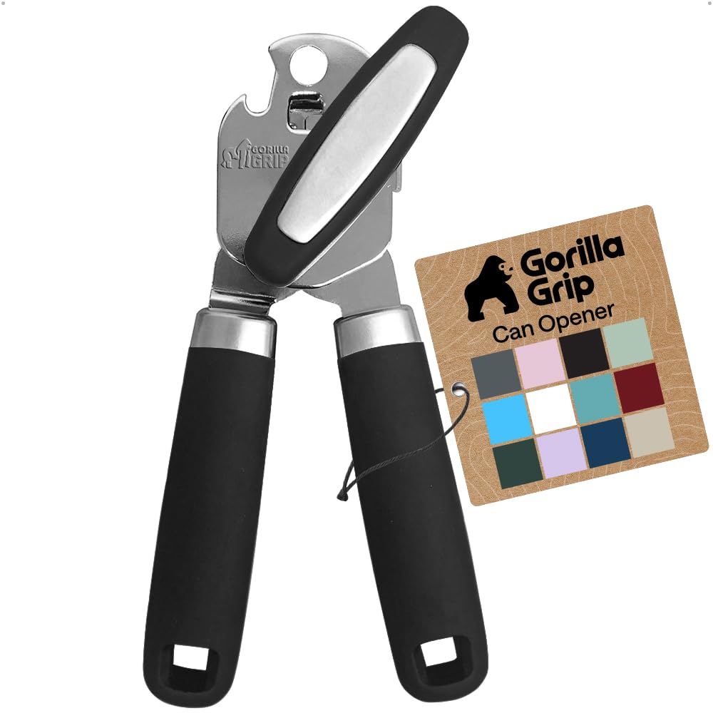 GORILLA GRIP Manual Can Opener and Bottle Openers, Upgraded Model, Black | US De