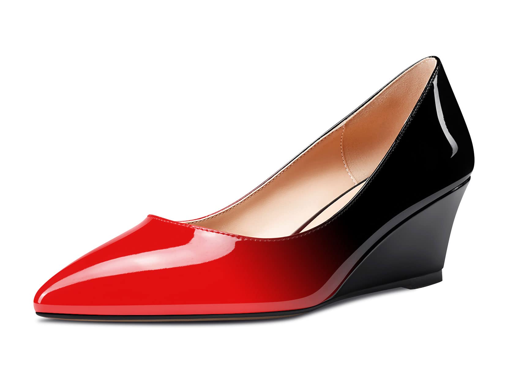 Aachcol Women's Wedge Mid Heel Pointed Heel Toe Pumps Slip-on Shoes Wedding Part