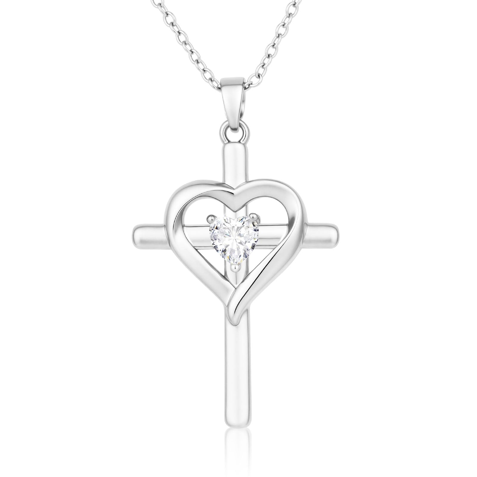 18K Or Blanc Placage Croix Collier Femme Naissance Pierre Cadeau Femme