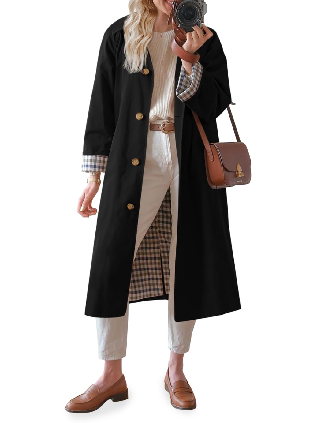 Tankaneo - Women's Long Oversize Single Breasted Windproof Trench Coat