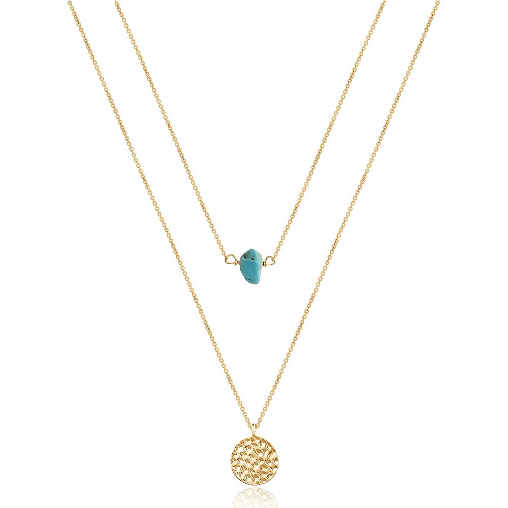 Turandoss Dainty Layered Choker Necklace, Handmade Y Pendant Necklace Multilayer