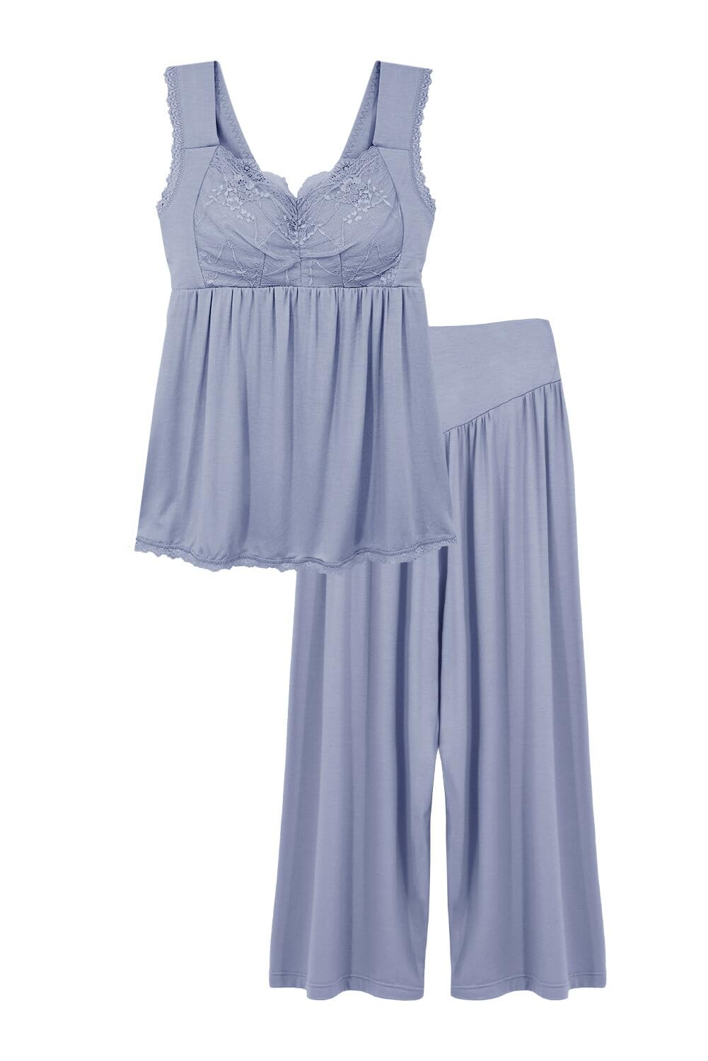 Two Hatch 8812slset Night Bra Integrated Cami & Cropped Pants, Top and Bottom Se
