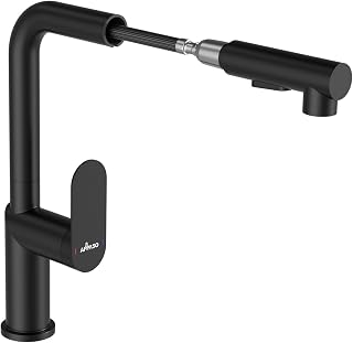 APPASO Küchenarmatur Ausziehbar Wasserhahn Küche Schwarz Matt 2 Strahlarten