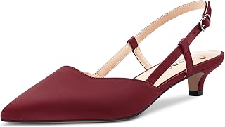 CASTAMERE Bass Kitten Heel Pointed Toe Pumps Women's Slingback Slip-on Sandals Wedding Office Party Dress 3.5 cm Heels