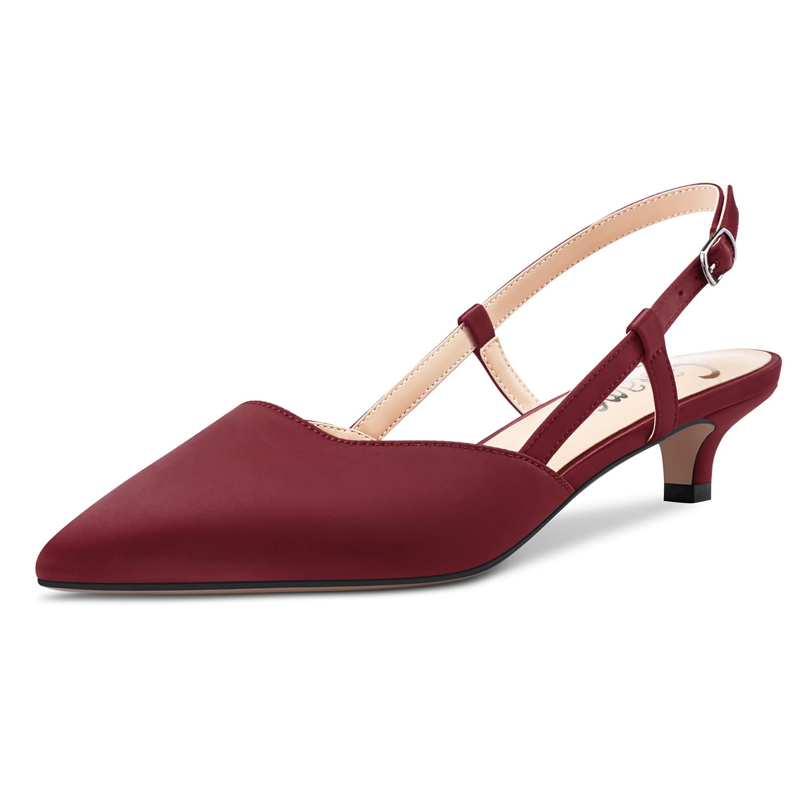 CASTAMERE Bass Kitten Heel Pointed Toe Pumps Women's Slingback Slip-on Sandals W