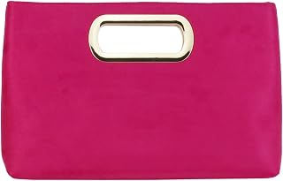 Top Handle Faux Suede Clutch