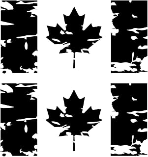 Canadian Flag Vinyl Decals - Distressed Look - (Set of 2 | Size : 5 x 2.5 inches) Waterproof vinyl Bicycle, Bike, Car window - Boat - Car - Tailgate bumber sticker - Canada Maple leaf (Black Matte)