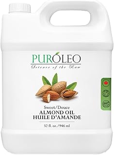 PUROLEO Sweet Almond Oil 32 Fl Oz/946 ML (Packed In Canada) Pure Almond Oil for Skin, Hair, & Body | Carrier Oil & Body Oils For Women | Almond Butter Hair, Body, Baby Oil, Massage Oil huiles essentielles Amande Douce Huile Massage