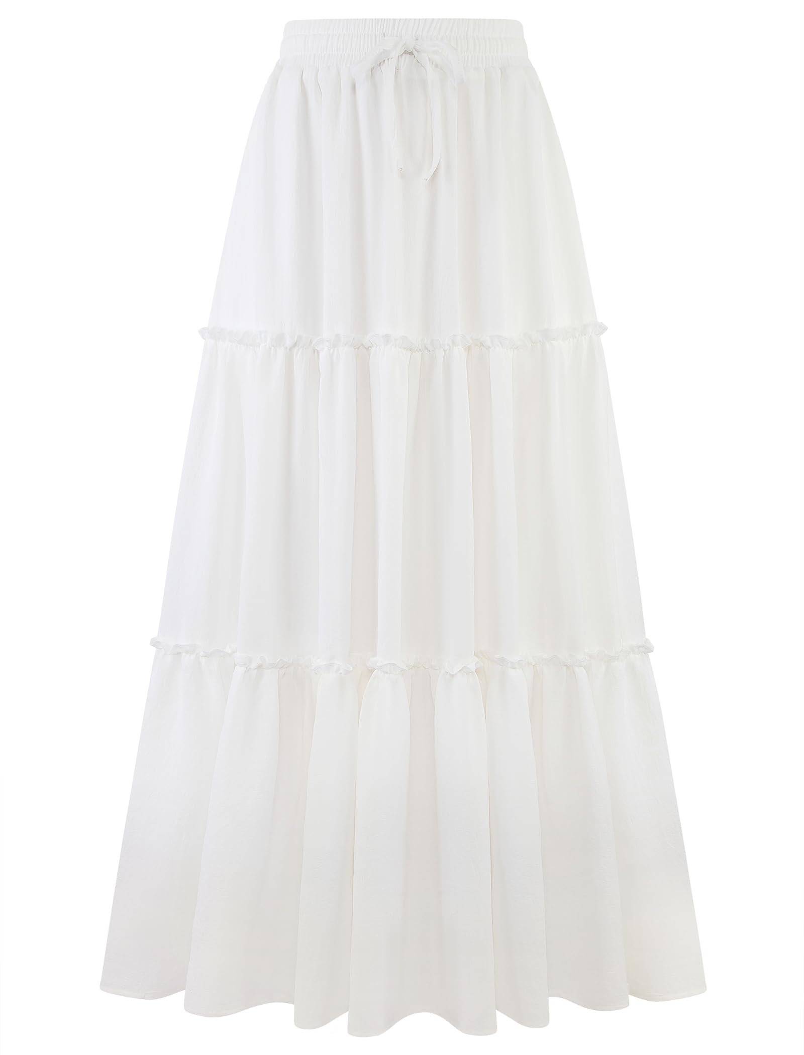 Arolina Women's Summer Maxi Skirt Trendy High Waist Pleated Ruffle Long Skirts F