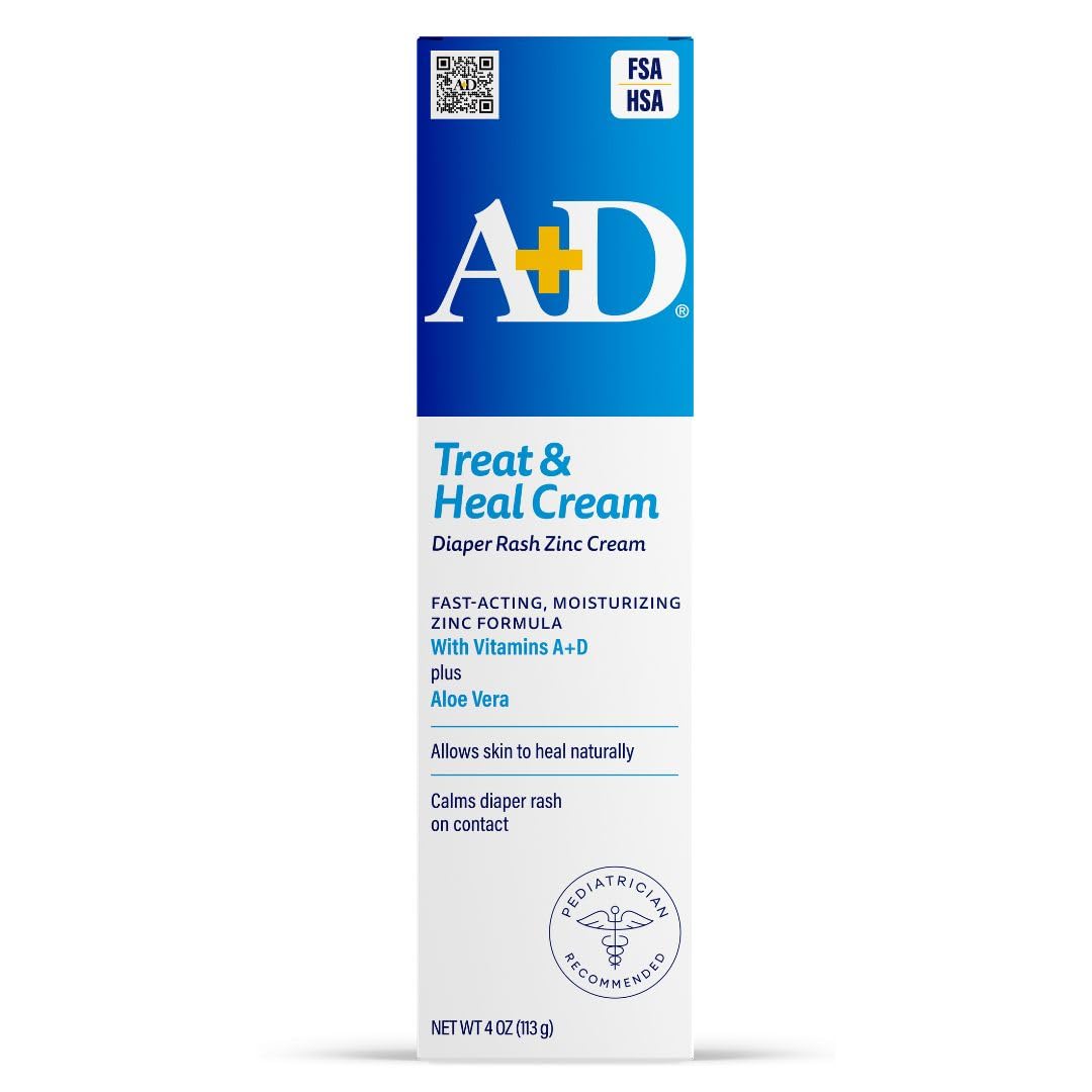 A+D Zinc Oxide Diaper Rash Cream - Soothes &amp; Treats Diaper Rash - Zinc Oxide