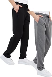 COMEOR Men's Thin Lightweight Breathable Cotton Straight Leg Jogging Pants, Long Sweatpants, Men's Jogger Training Trousers, Relaxing Tracksuit Bottoms