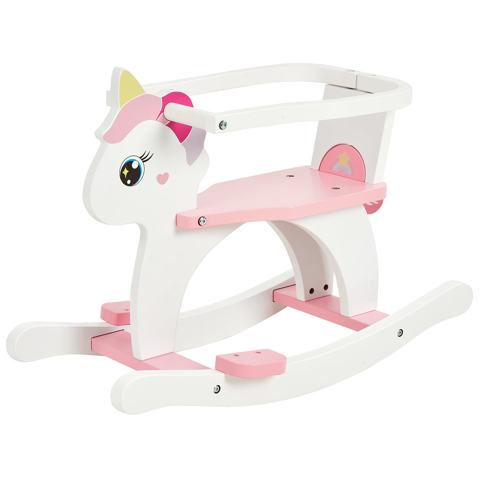 FUNLIO Wooden Unicorn Baby Rocking Horse Ages 0.5-3, Cute Baby Rocking Horse wit