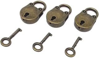 3 Pieces Mini Vintage Antique Style Padlock with Key for Jewelry Box, Storage Box, Journal, Book