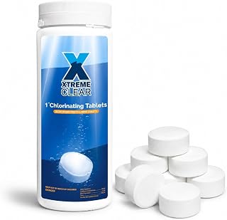 XtremeClear 1" Chlorine Tabs Swimming Pool Hot Tub & Spa Eliminate Bacteria & Algae Sanitizer Makes Water Clean & Crystal Clear Slow Dissolving 1.5lbs
