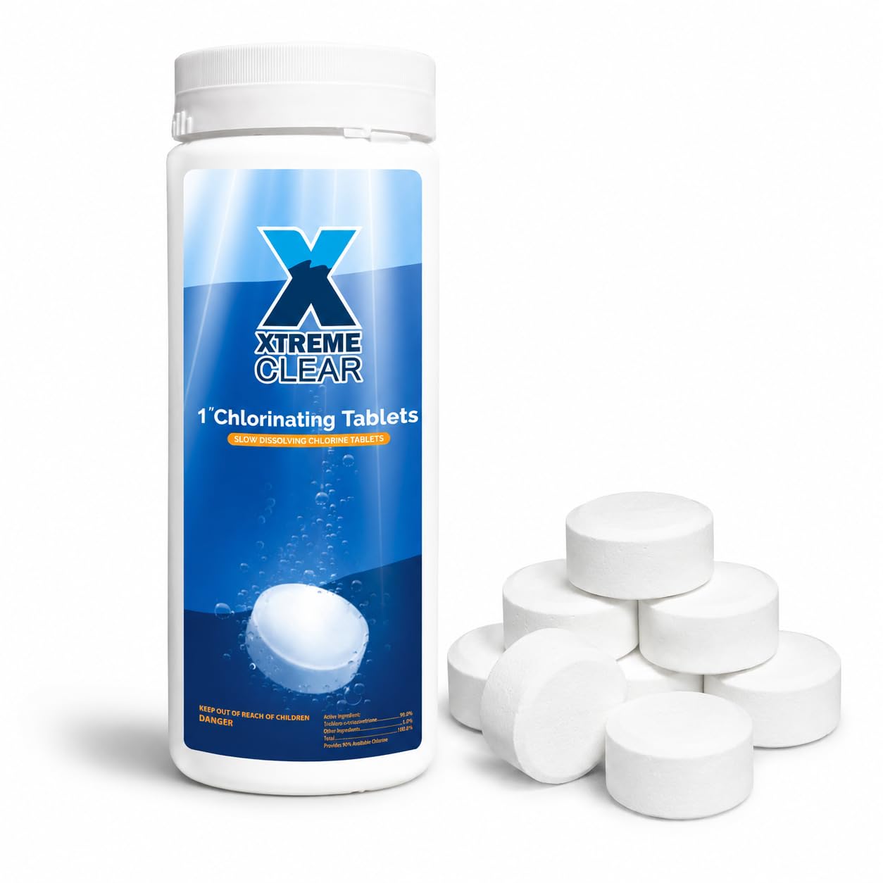 XtremeClear 1" Chlorine Tabs Swimming Pool Hot Tub & Spa Eliminate Bacteria & Al