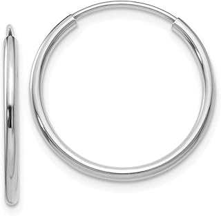 14K White Gold Continuous Endless Hoop Earrings, (1.5mm Tube)