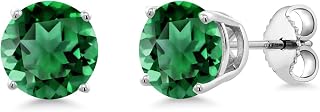 Gem Stone King 2-4 Cttw Round Gemstone Birthstone Stud Earrings For Women Men | 925 Sterling Silver | Round 7MM | Fine Jewelry Gifts for Women Her Mom Wife Men