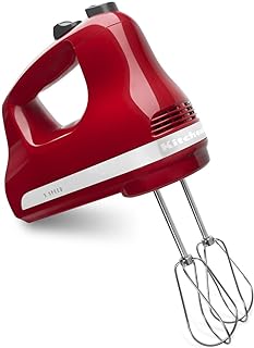 KitchenAid 5 Ultra Power Speed Hand Mixer, KHM512, Empire Red | 5 Speeds, Lockable swivel cord, Turbo Beaters, Easy release button, Dishwasher-safe beaters