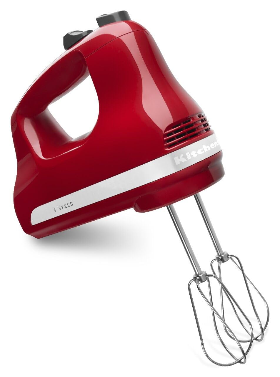KitchenAid 5 Ultra Power Speed Hand Mixer, KHM512, Empire Red | 5 Speeds, Lockab