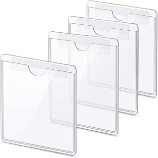 Crilemonis 4 Pcs Car Tax Disc Holder, Self-Adhesive Car Tax Disc Case Clear Permit Holder