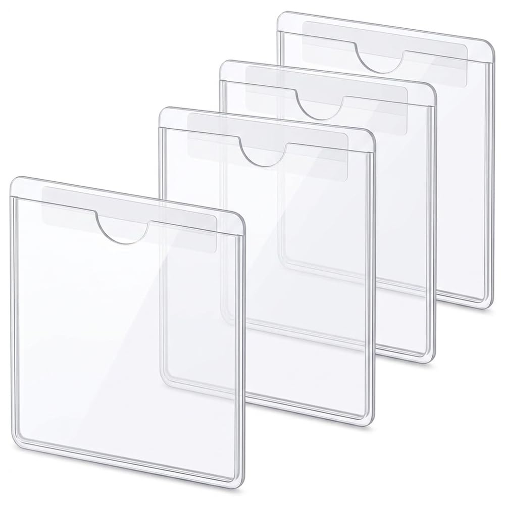 Crilemonis 4 Pcs Car Tax Disc Holder, Self-Adhesive Car Tax Disc Case Clear Perm
