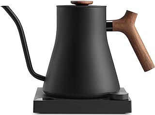Fellow Stagg EKG Pro Gooseneck Electric Kettle for Pour-Over Coffee, Tea | Precise Temp Control, Brew Timer, Scheduling, Temp Hold, LCD Display, Walnut Handle, Matte Black, 0.9 Liter