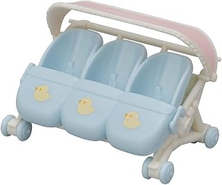 Sylvanian Families Triplets Stroller, - dollhouse playset L5533, Blue