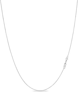 KEZEF Thin Box Chain Necklace for Women, Silver, Gold or Rose Gold Plated