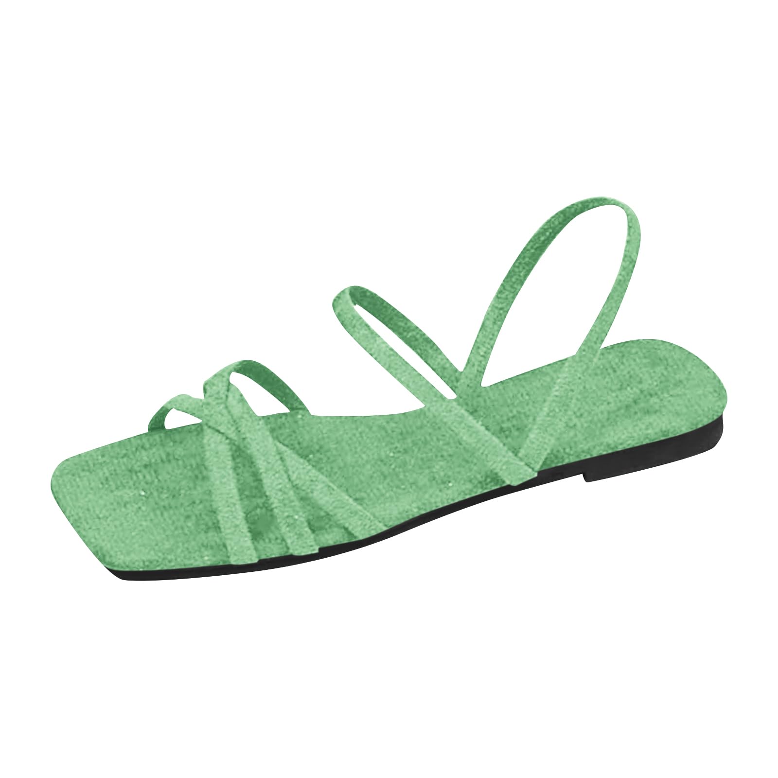 Sandals Women's Flat Square Toe Cap Toe Free Shoes Women's Summer Sandals Elegan