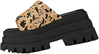 Ulalaza Women's Slippers Flat Open Toe Slides Platform Wedge Sandals Thong Sandals Non-Slip Summer Shoes Toe Post Beach Sandals Casual Sandal Comfy House Slippers Walking Flip Flops