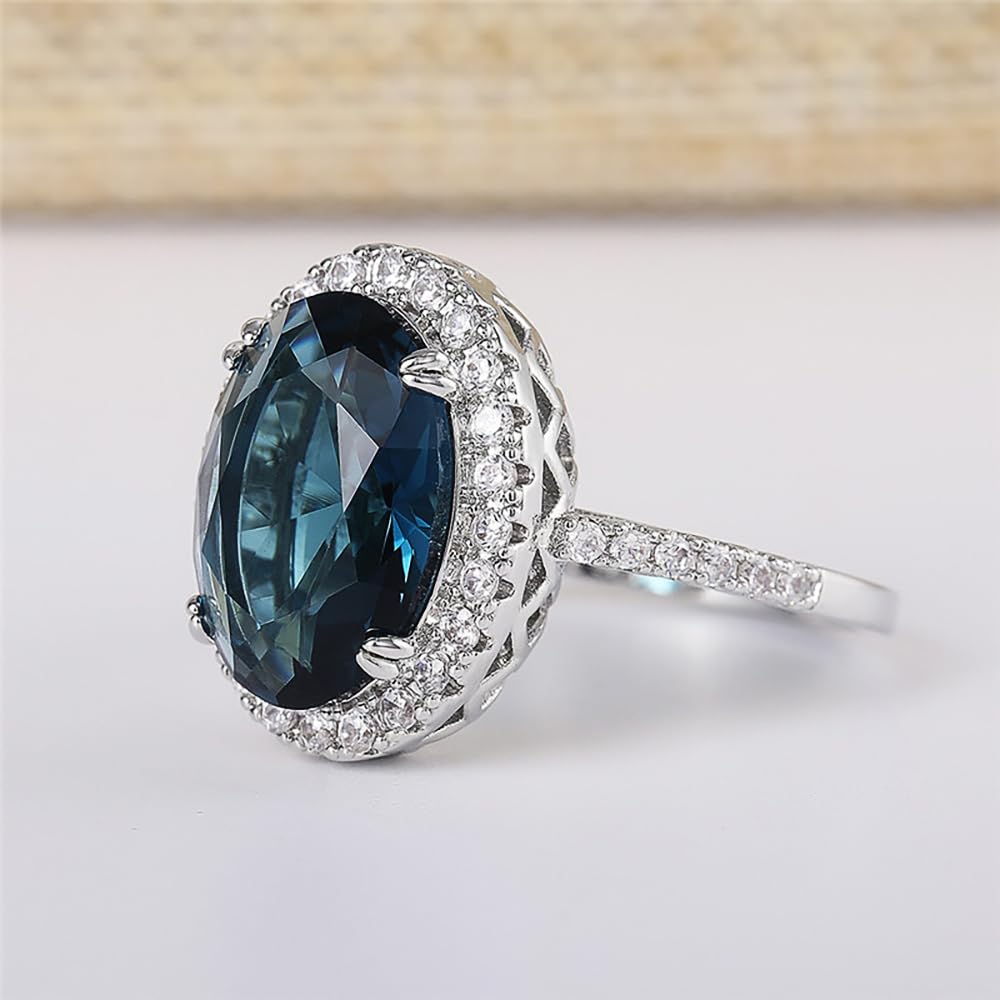 Charming Blue Cubic Zirconia Women Wedding Rings Luxury Accessories Fashion Jewe