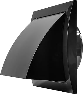 Repa Market 4 Inch / 100 mm Exhaust Hood Vent with Rain Cover & Backdraft Damper – Black ABS Plastic Wall Duct Cap – Exterior Dryer Vent Outlet – Weatherproof Protective Grill – HVAC Exhaust Cover