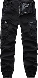 ebossy Mens Multi Pockets Cargo Pants Button Fly Military Combat Ripstop Jogger Trouser