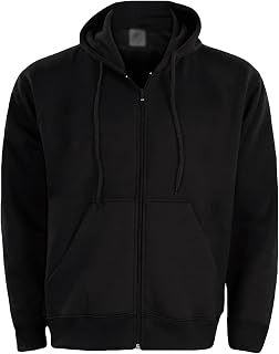 Mens Real Face Plain American Big Size Zip Fleece Hoodie