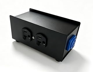 PowerCON to Quad NEMA 5-20R Breakout Box with Passthrough, 20A 2400W 12AWG for Live Touring Lighting Audio