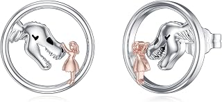 ROMANTICWORK 925 Sterling Silver Rabbit Cat Raccoon Wolf Bee Dangle Hoop Earrings for Women Girls