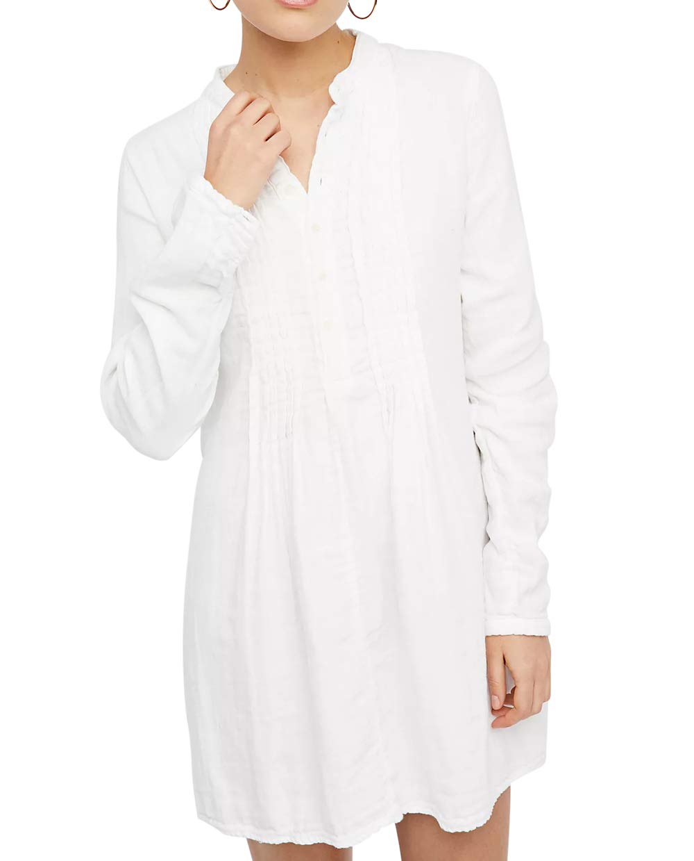 R.Vivimos Women's Tunic Dress Fall Cotton Button Down Long Sleeves Casual Mini S