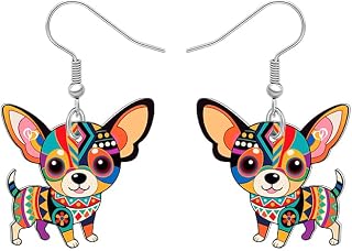 Acrylic Funny Chihuahua Dog Earrings for Women Cute Puppy Pet Dangle Earrings Bohemian Design Jewelry Accessories Boho Gift Dog Mom Animal Lover