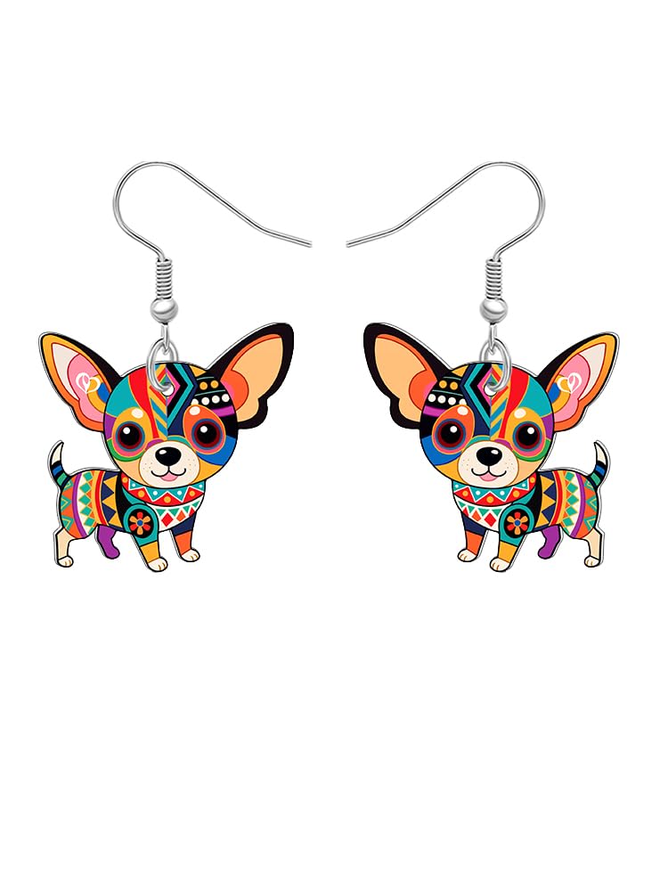 Acrylic Funny Chihuahua Dog Earrings for Women Cute Puppy Pet Dangle Earrings Bo