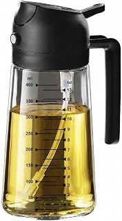 16oz Glass Oil Sprayer and Dispenser Bottle Olive Oil Spray for Cooking, Kitchen, Air Fryer, Salad, BBQ (Black)