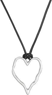 Boho Heart Statement Necklace for Women Chunky Gold Pendant Western Jewelry Long Pendant Necklace Cowboy Chic Leather Choker Country Concert Costume Christmas Gift Friendship Gift
