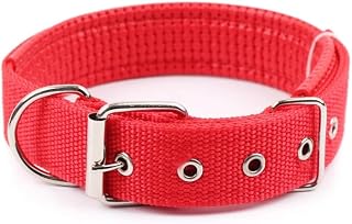 Adjustable Dog Collar, Soft Nylon Padding for Comfort, Durable and Secure Fit, Suitable for Small, Medium and Large Dogs, Red, XL